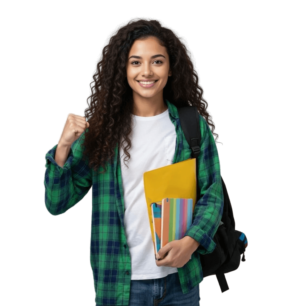 Smiling student with books